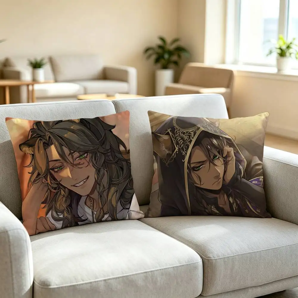 L-Leona Kingscholar T-Twisted Wonderland Square Double-Sided printed Pillow Case Bedroom Bedside Pillow Sofa Cushion Cover