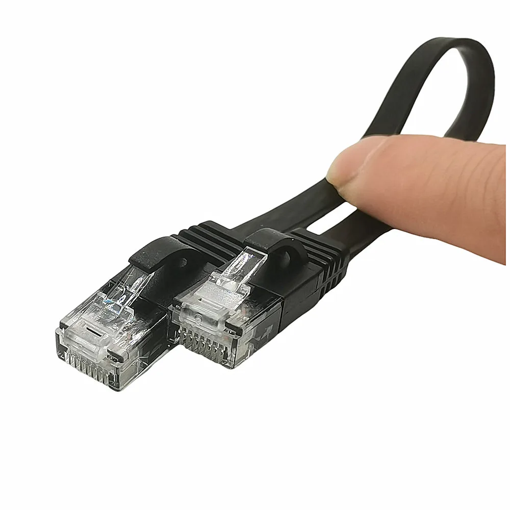 Cable de red Ethernet UTP plano CAT6 ultracorto, 0,2 M, 0,5 M, RJ45, color negro