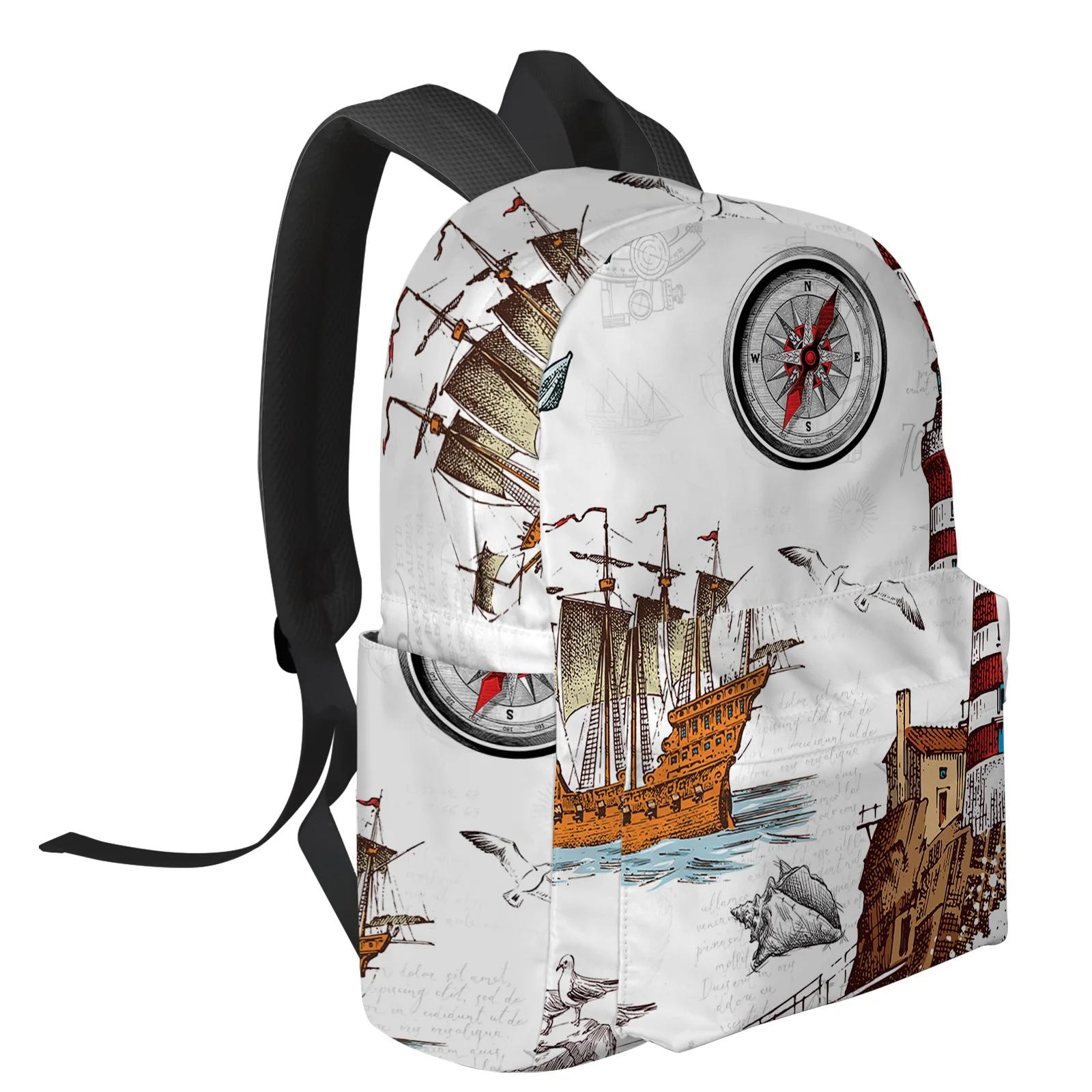 Ancient Lighthouse Sailing Ship Feminina Backpacks Teenagers Student School Bags Laptop Backpack Men Women Female Travel Mochila