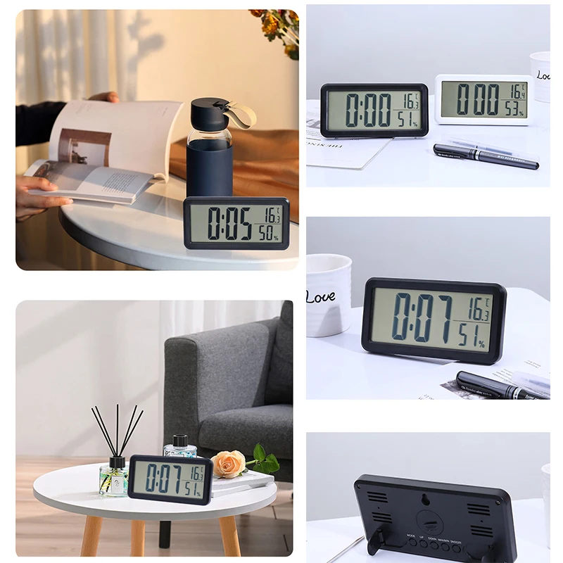 Simple Slim Nordic Digital Alarm Clock LED Battery Powered Desk Clock Big Screen Clock for Home Office Desktop Decor