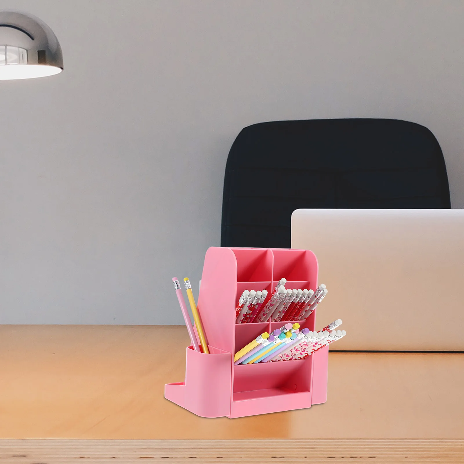 

Desk Rotating Pen Holder Makeup Brushes Office Drawer Organizer High Capacity Pink Countertop Pencil