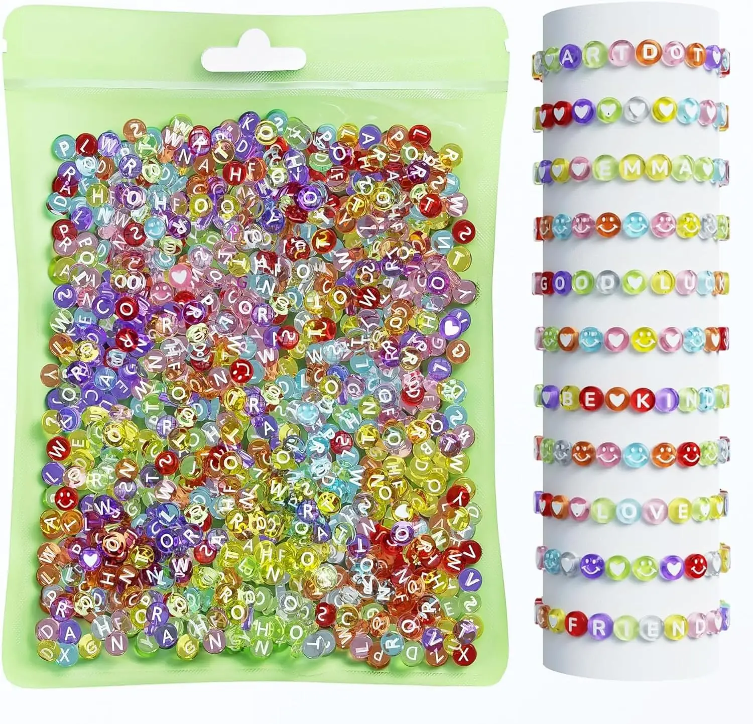 

1000 Pieces Assortment Letter Beads for Friendship Bracelets Making Kit, 28 Styles Jewelry Making Supplies Alphabet Beads Set Pr