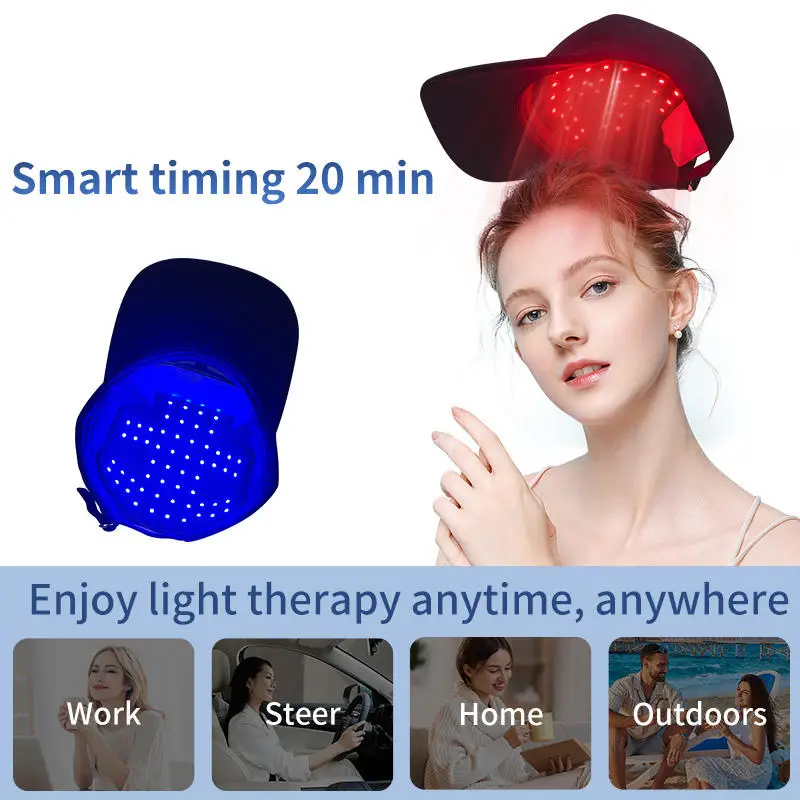 NEW Red&Blue LED Light Physiotherapy Cap 660nm 850nm Infrared for Hair Growth with Anti Hair Loss light plate Head Massager