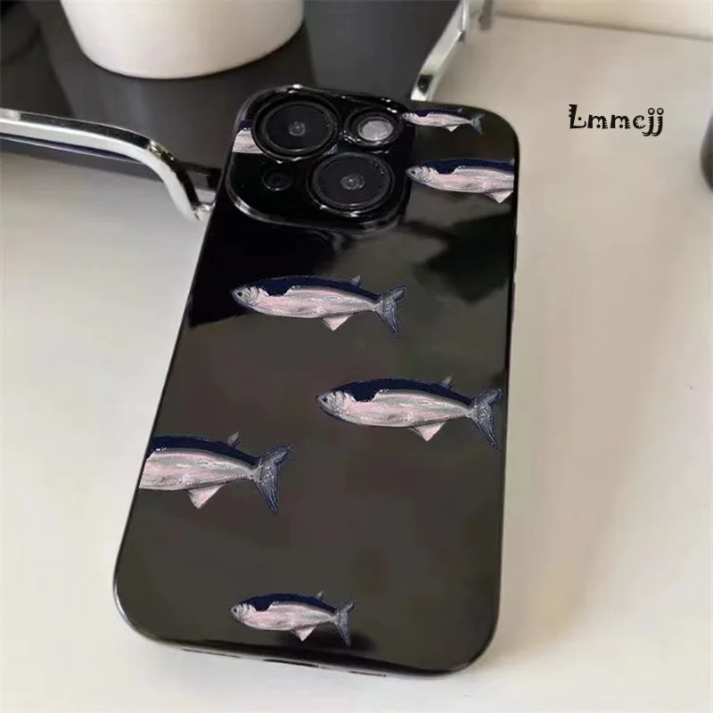 Lmmcjj Salted Fish Phone Case For iPhone 11 12 Mini 13 14 Plus 15 Pro Max XR X XS 7 8 Se 2020 Silicone Phone Cover iPhone Case