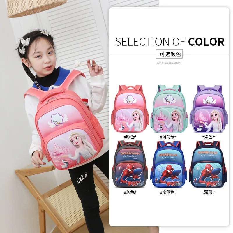 

Disney Frozen School Bags For Girls Boys Kindergarten Grade 1-2 Primary Student Shoulder Orthopedic Backpack Spider Man Mochila