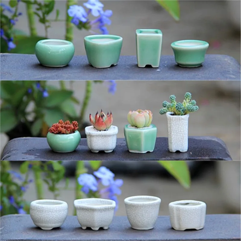 Micro Root Control Crack Basin Celadon Style Split Thumb Basin Mini Bean Pot Retro Simple Succulent Micro Plants Flowerpot ZC534