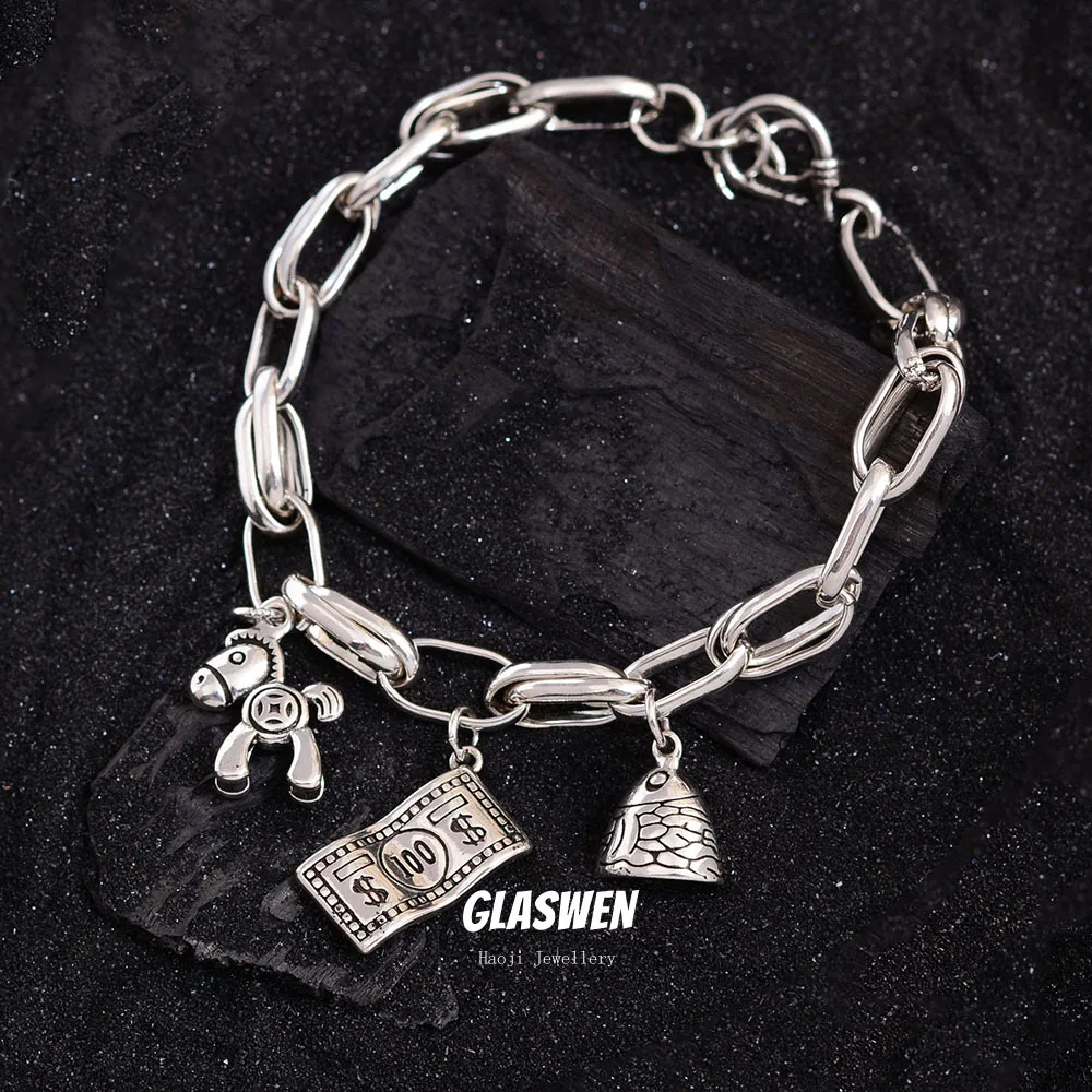 Nieuw Binnen Trendy Paard & Vis Hoofd & Dollar 925 Sterling Zilveren Vrouwelijke Bedelarmband Groothandel Sieraden Voor Vrouwen Goedkope Geschenken