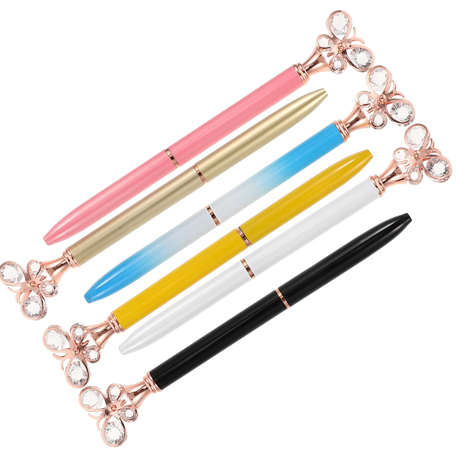 

6 Pcs Butterfly Pen Crystal Adorned Metal School Stationery Supplies Gift Set Smooth Writing