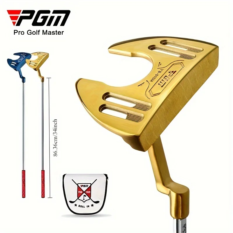 PGM Pro Golf Master Low-Height Putter for Men & Women - Blue/Golden, 34in Length - Ideal for Right-Handed Players, Golf Grips