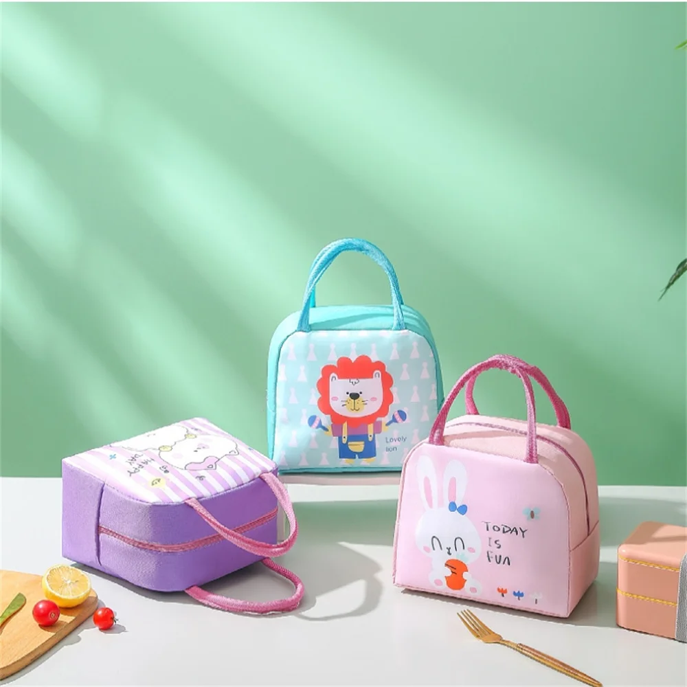 Cartoon Lunch Bag Portable Insulated Thermal Heat Cute Children Bento Bag Picnic Tote Kid School Lunch Box Bags Cooler Pouch