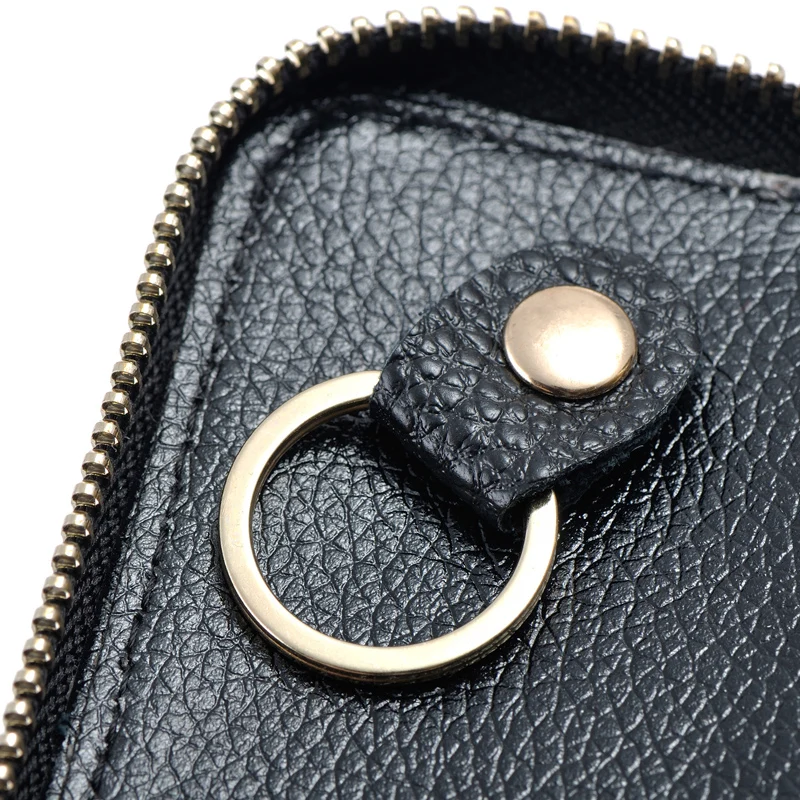 Fashion Simple Key Holder Genuine Leather Wallet Unisex Solid Key Wallet Organizer Bag Car Housekeeper Wallet Card Holder