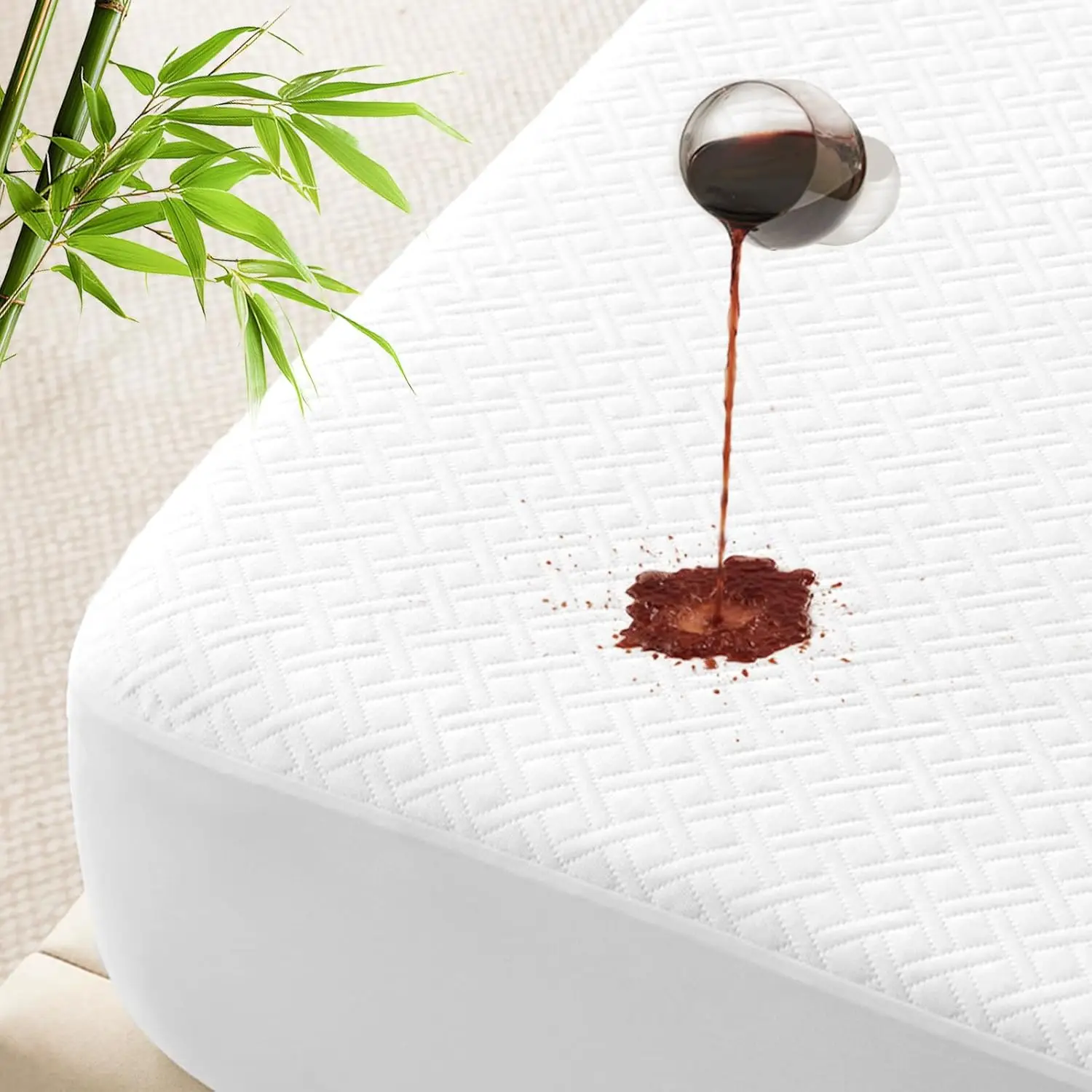 

100% Waterproof Twin Mattr Protector, Breathable Bamboo Rayon Mattr Cover With 8”-21” Deep Pocket, Noisel Cool 3D Air Mattr