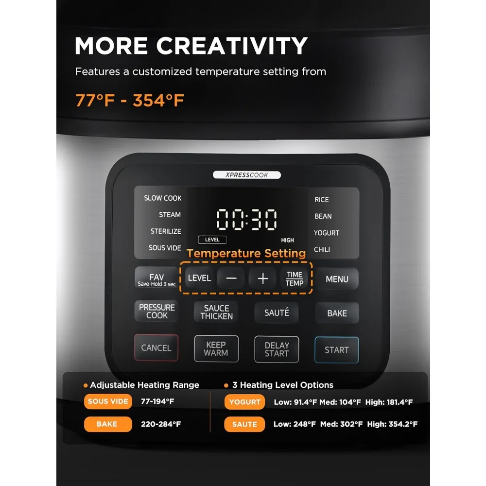 طنجرة ضغط كهربائية شعبية 12 في 1، 6.5 كوارت، 12 إعدادًا مسبقًا، طباخ بطيء قابل للبرمجة متعدد الوظائف، طنجرة أرز-جديد #6