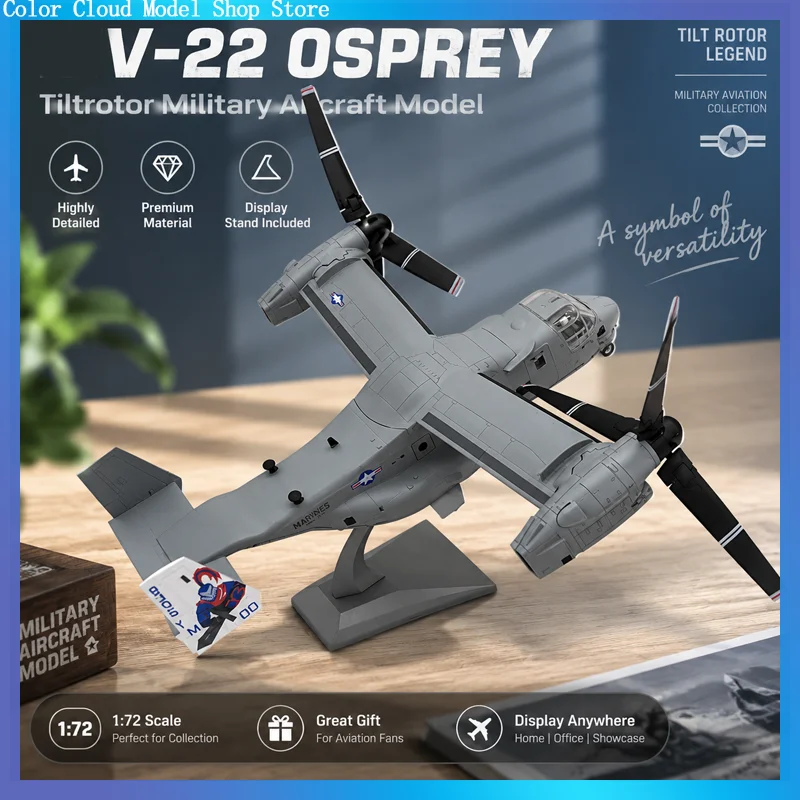 1:72 American Boeing Bell V‑22 Osprey Tilt‑Rotor Transport Plane High Simulation Diecast Metal Airplane Finished Alloy Military