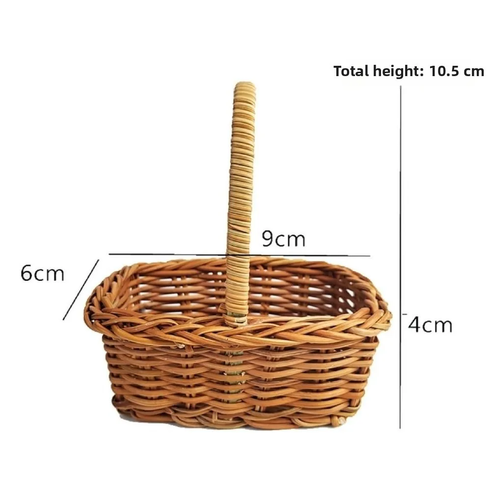 with Handle Imitation Rattan Handhold Household Handwoven Braid Storage Baskets 2 Styles Weaving Flower Basket