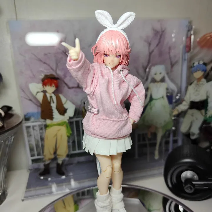 ATStory-Sudadera con capucha para niña, escala 1/12, modelo de ropa compatible con muñecas corporales de figura de acción de soldado Romankey SnailShell de 6 pulgadas