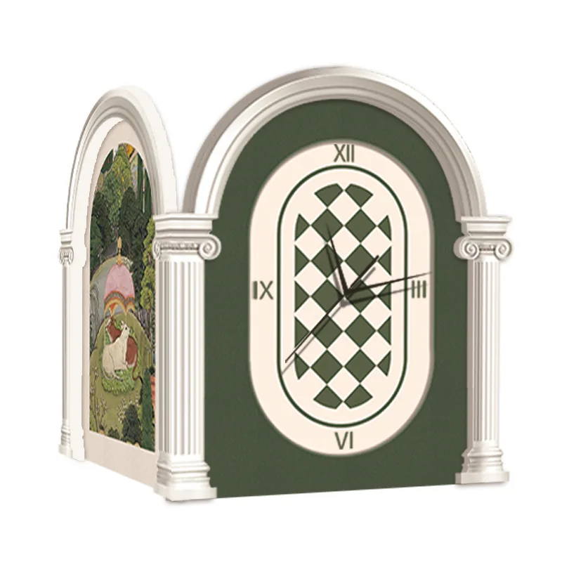 

Living room creative wall clock, medieval corner double-sided clock, retro