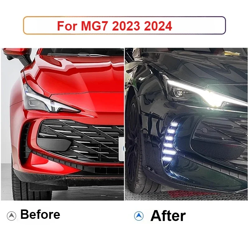 For MG MG7 2023 2024 Car Led Daytime Running Lights Front Fog Lamp Modification Dynamic Turn Signal Driving Decorative Lights detail image 3