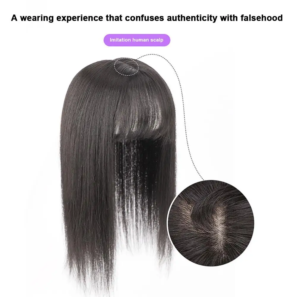 Wig Women\'s Long Synthetic Hair Repair Hair Patch Air Liu Hai Hair Patch Cover White Hair Natural Simulation Hair Repair Block