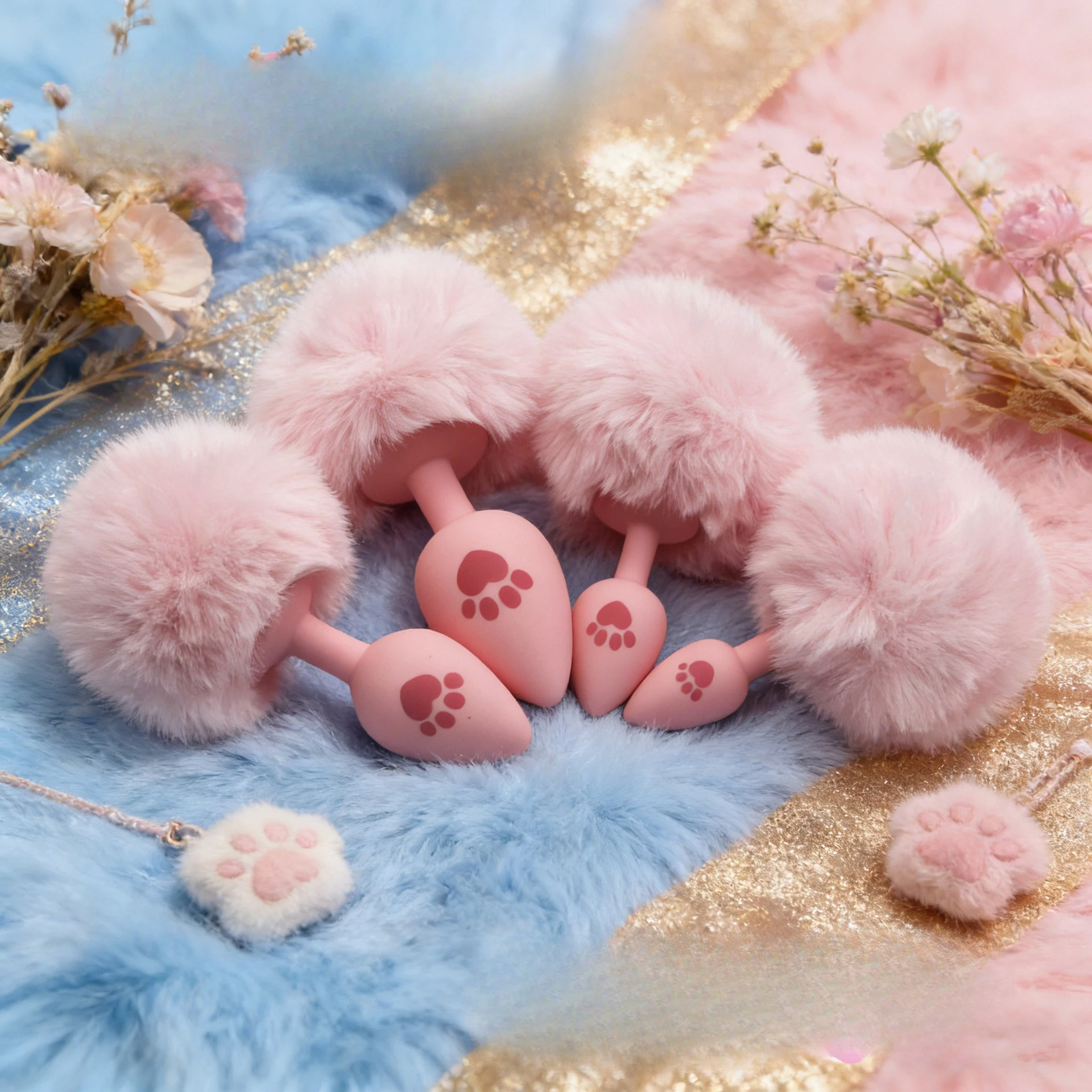 4 Sizes Cute Pink Cat's Paw Print Silicone Anal Plug Soft Tail Butt Plug Adult Game Anal Beads Erotic Cosplay Sex Toys For Women
