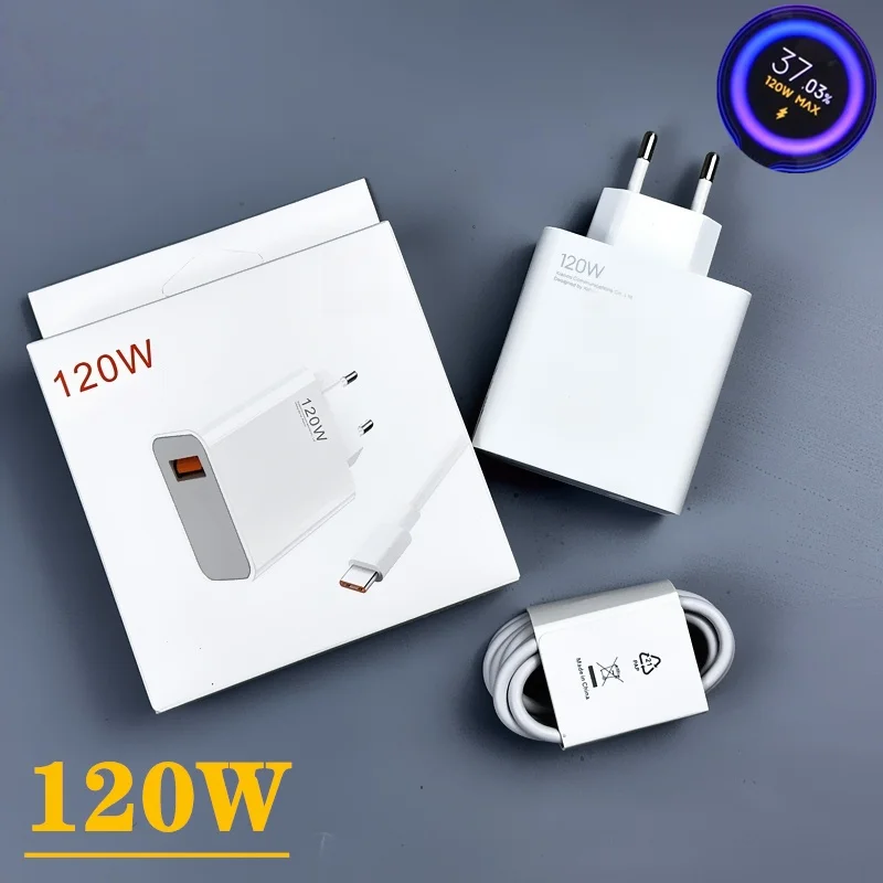 120W Ladegerät EU Xiaomi Turbo Schnellladegerät 6A Typ-C-Kabel für Xiaomi Poco F4 GT MI 11T 12S Pro Redmi Note 11 Pro+ 5G