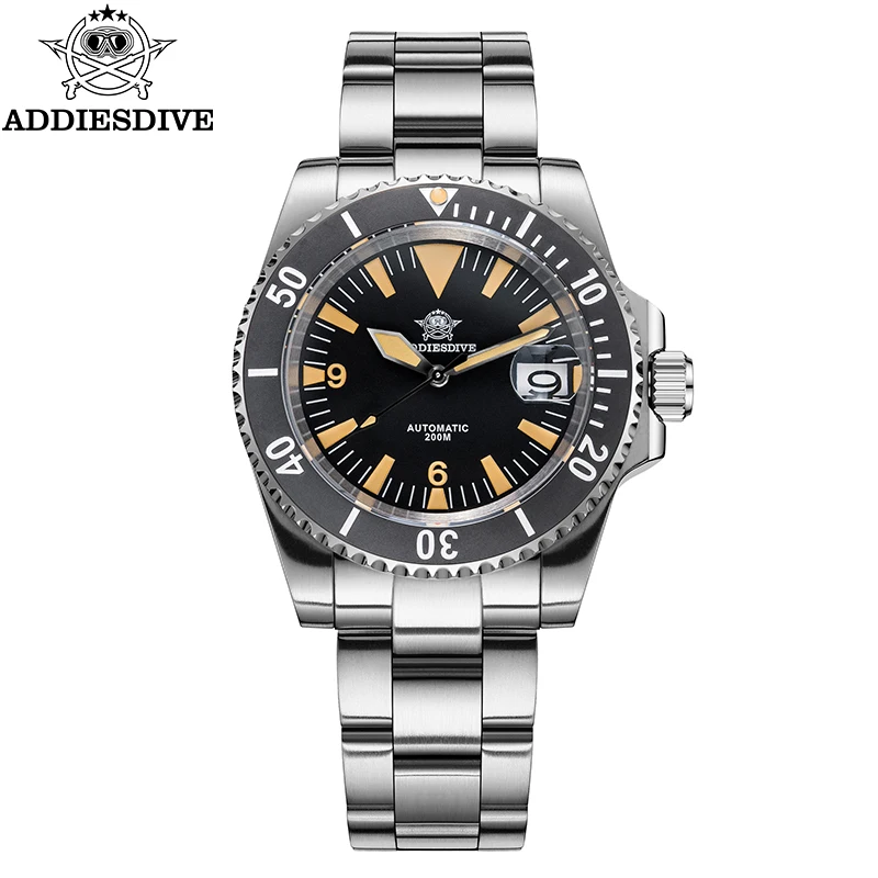 ADDIESDIVE Man Watch Green Ceramic Bezel Sapphire Crystal Wristwatches C3 Super Luminous Date 20Bar Diving Mechanical Watch