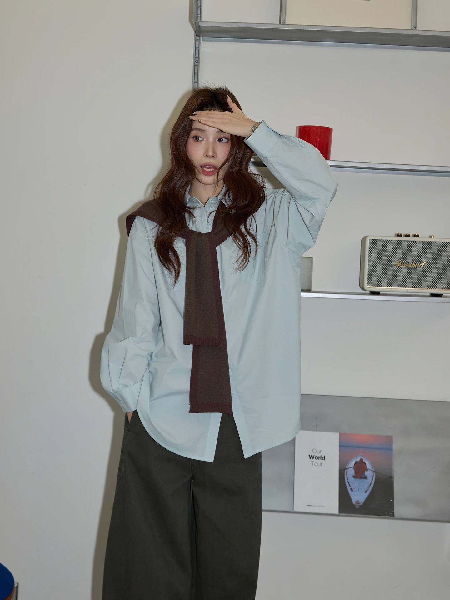 

Mint een Collar irt Women Loose Fit Long Sve Casual Sle Spring Faion Slimming Top by Cha Cha Home