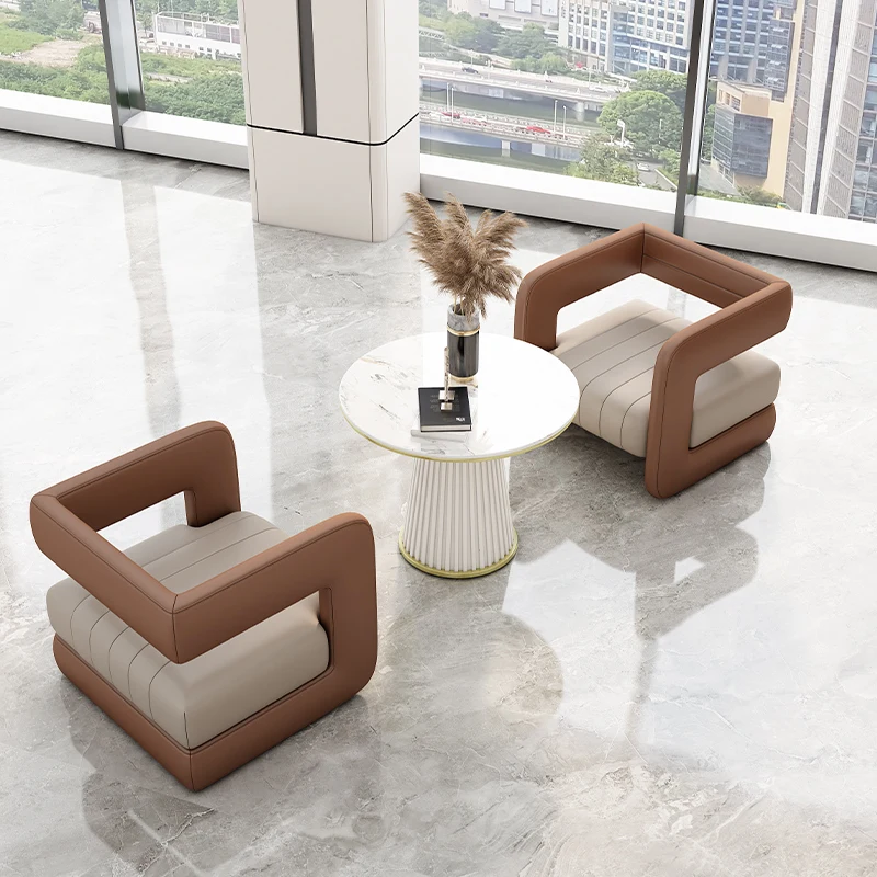 !@Light Luxury Modern Design Coffee Table Sofa Set Synthetic Leather Cover for Living Room Office Meetings