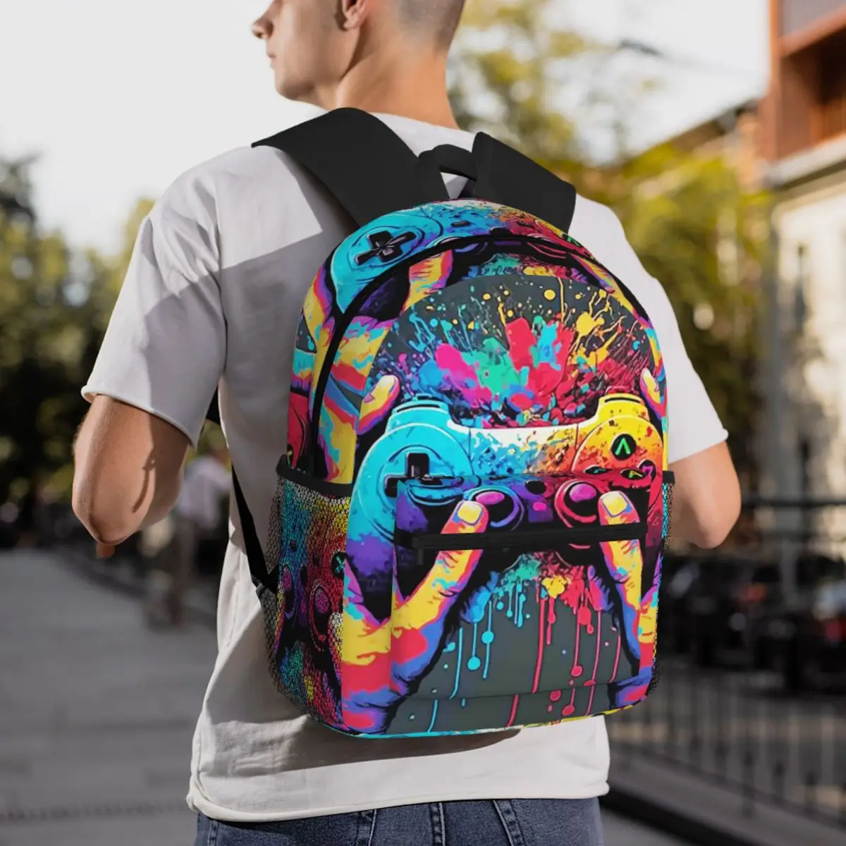 I Paused My Game To Be Here Print Video Game Gamepad 1 Backpack Student BookBag School Bag Computer Shoulder Bags for Boys Girls