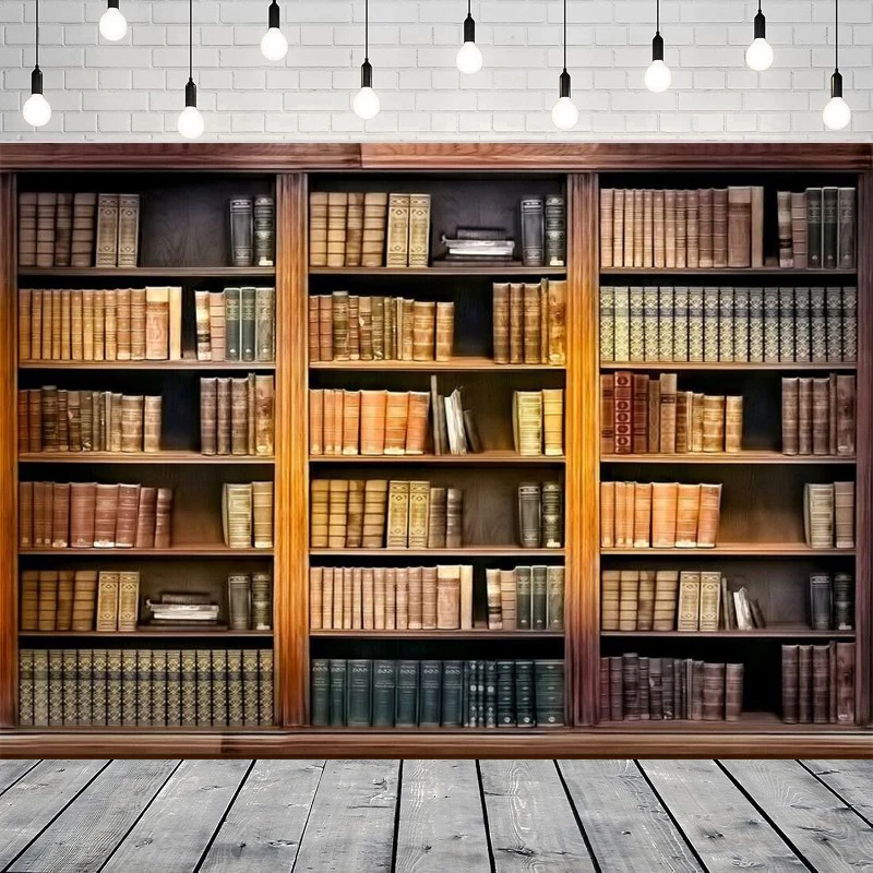 Photography Yearbook - Bookshelf Photography Backdrop Library Study Room