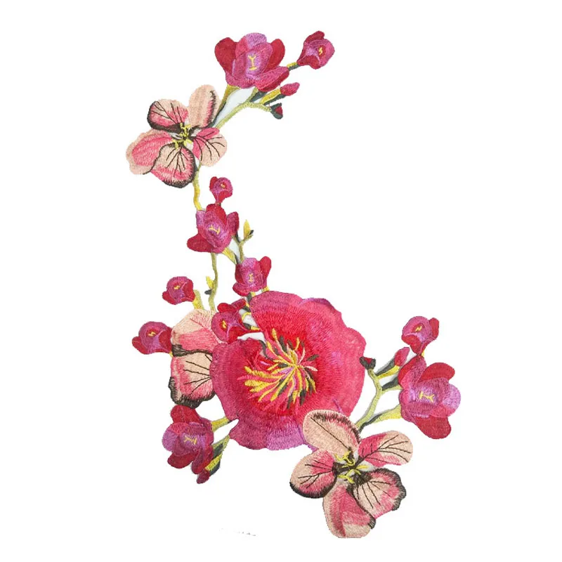New Plum Blossom Flower Collar Sew on Patch Applique Badge Embroidered Lace Dress Cheongsam Clothes Decor DIY Accessories