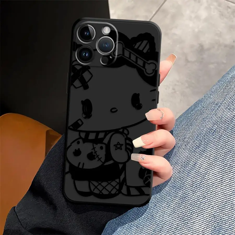 حافظة سانريو كول كورومي لهاتف آيفون 15 16 14 Plus 7 8 17Air XS Max XR 13 12 11 17 Pro غطاء هاتف ناعم أسود