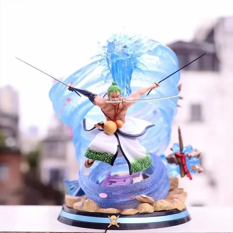 32CM Anime Figure Blue Tornado Roronoa Zoro Figurine One Piece PVC Action Figure Adult Children Toy Doll Gift Model Decoration