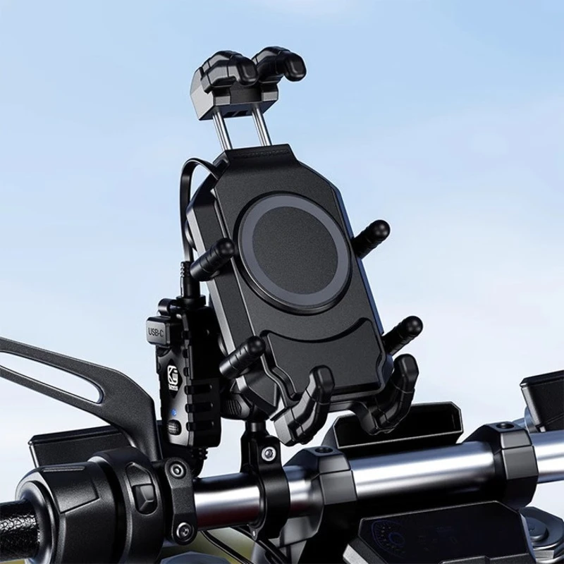 

Zuimi Anti-Shock Motorcycle Phone Holder, Wireless Charging Navigation Bracket, Anti-Theft Anti-Shake for Riding