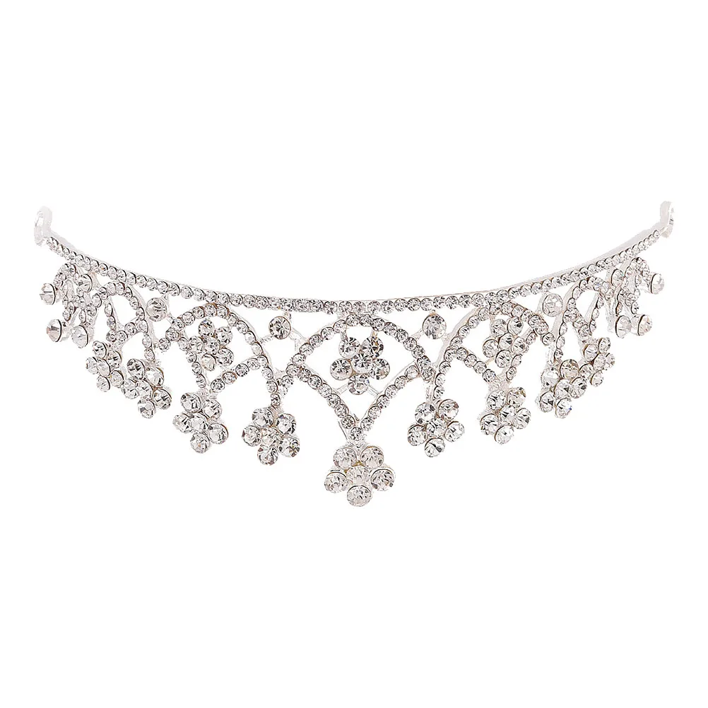 

Rhinestone Crown Headb Bride Wedding Party Accessories Delicate Bridal Hair Headdress Girls Ladies Decorative Hairstyling Tool
