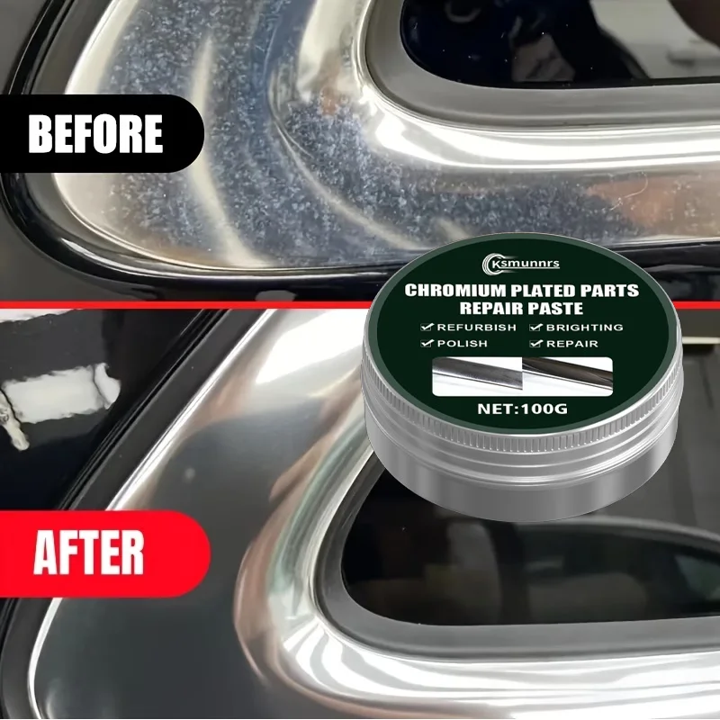 Automotive Chrome Polish – Polishing Paste for Door & Window Frames, Metal Parts. Suitable for Cars, Motorcycles, RVs & Stainles