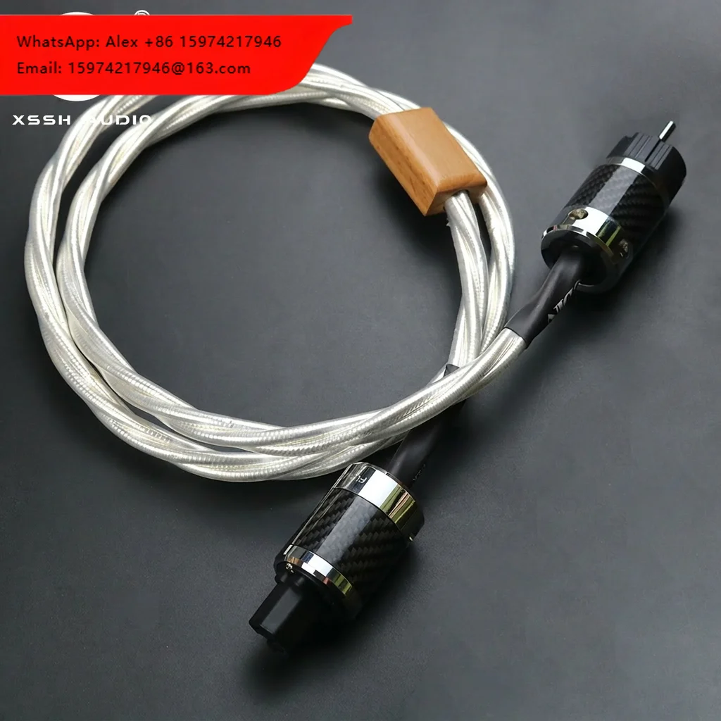 Extension Electrical Wire Line YIVO XSSH Audio HIFI OEM 14mm OD 7N OFC Plated Silver EU Version 2Pins Plug AC Power Cord Cable