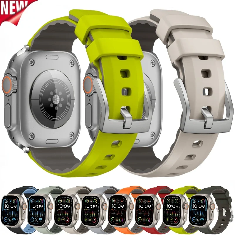 Cinturino sportivo in silicone per Apple Watch Ultra 3 2 1 49mm Cinturino di ricambio per 11 10 9 8 7 6 5 4 3 SE 46mm 45mm 41mm 44mm 42mm