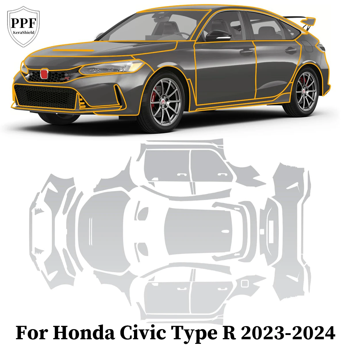 

For Honda Civic Type R 2023-2024 Pre-cut Clear PPF TPU Paint Protection Film Anti-Scratch Repairable Resistant Car Accessories