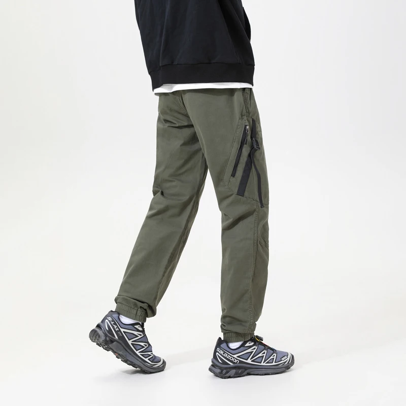 Men's Solid Color Loose Straight Leg Casual Pants 2026 American Deconstructive Design Washed Multi Bag Functional Work Pants