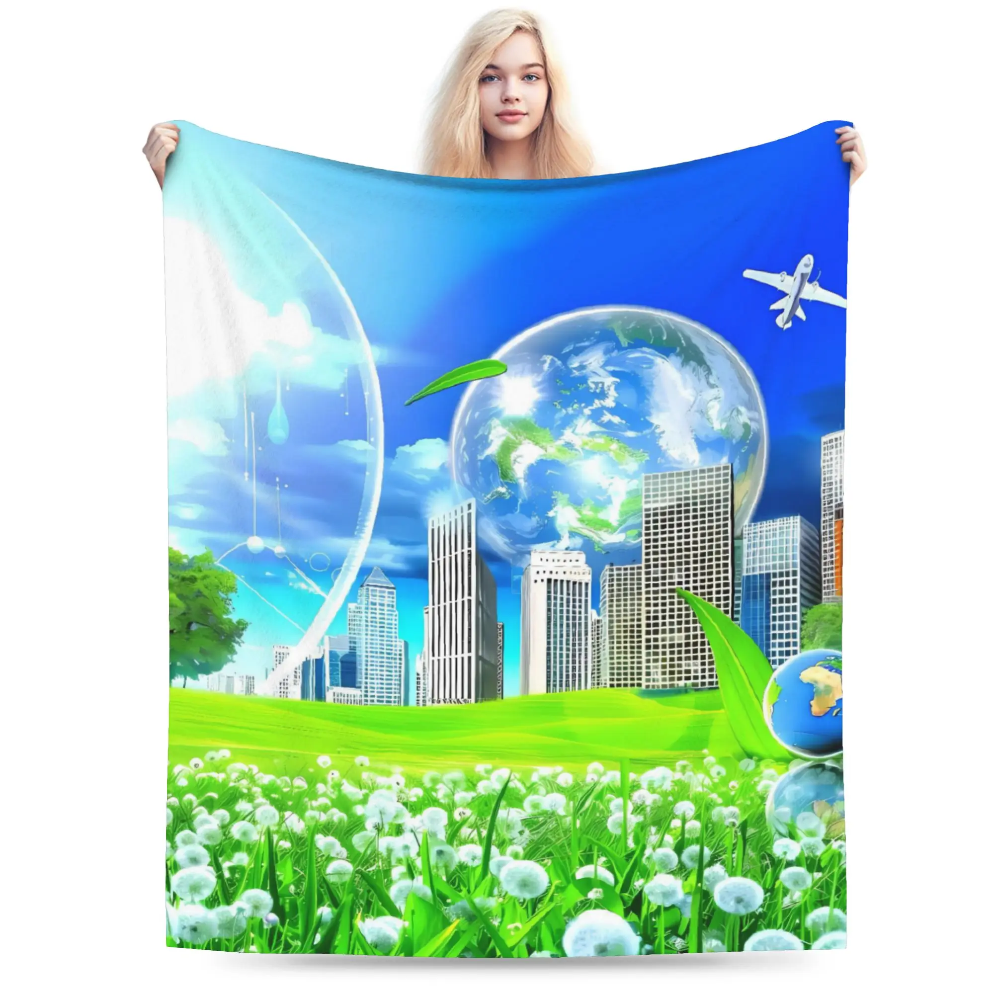 Frutiger Aero Graphic Warm Soft Blankets  Travel Plush Throw Blanket Novelty Bedroom Flannel Bedspread Sofa Bed Cover