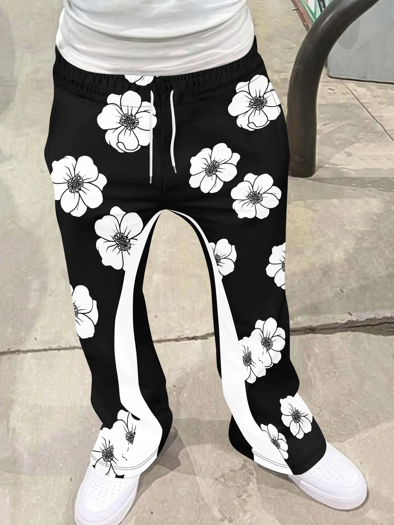 

Y2k Flared Pants Men Loose 3D Print Trousers Casual Sweatpants Mid Waist Sporty Female Clothes Streetwear Hip Hop Vintage Pants