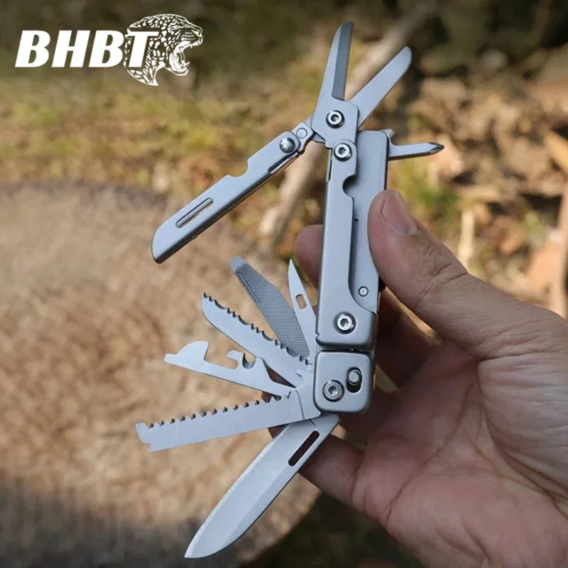 BHBT 14-in-1 EDC Multitool Scissors Outdoor Camping Equipment Gift For Men Portable Survival Hand Tools