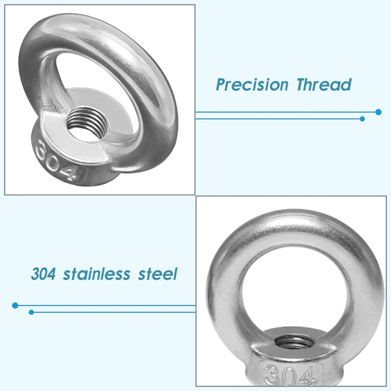 Picture 7: 304 stainless steel lifting ring nut M6/M8/M10/M12/M14/M16/M20 ring nut, used for rope installation lifting accessories