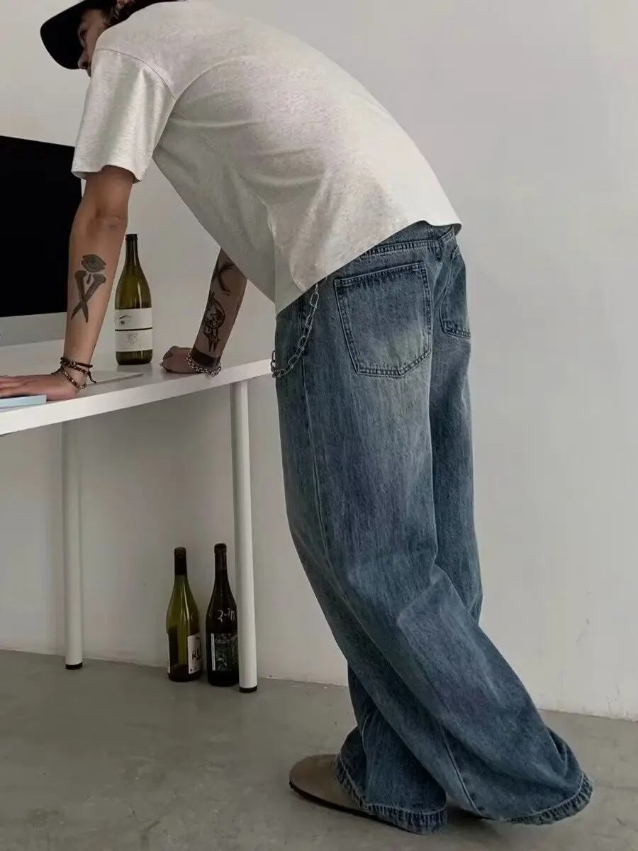 

American Retro Vintage Loose Wide Leg Jeans Men Women Casual Straight Leg Long Pants Spring Autumn CleanFit Jeans