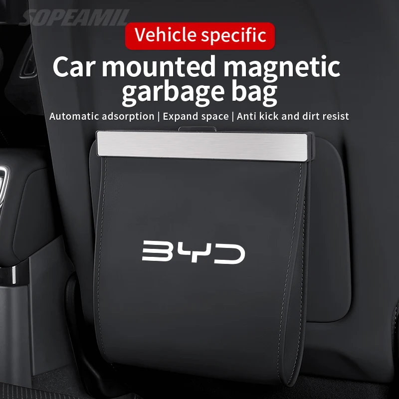 Car Garbage Bag For BYD Atto 3 Tang F3 E6 Yuan Plus Song Max F0 Qin G3 I3 Han Magnetic Adsorption Seat Back Hanging Trash can