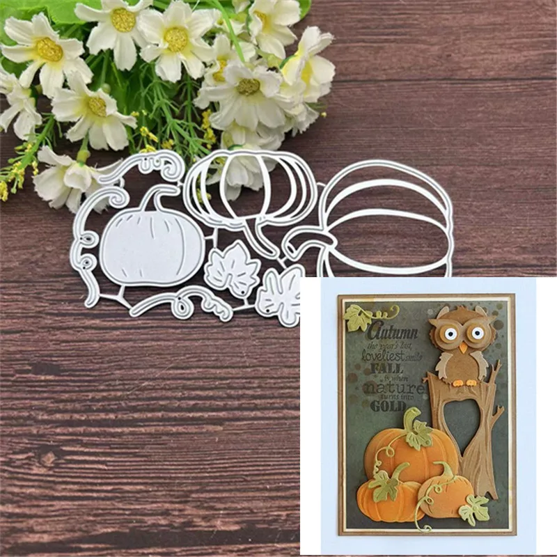 3pcs Pumpkins and Vines Halloween Metal Cutting Dies Stencils For DIY Scrapbooking Decorative Embossing Handcraft Template