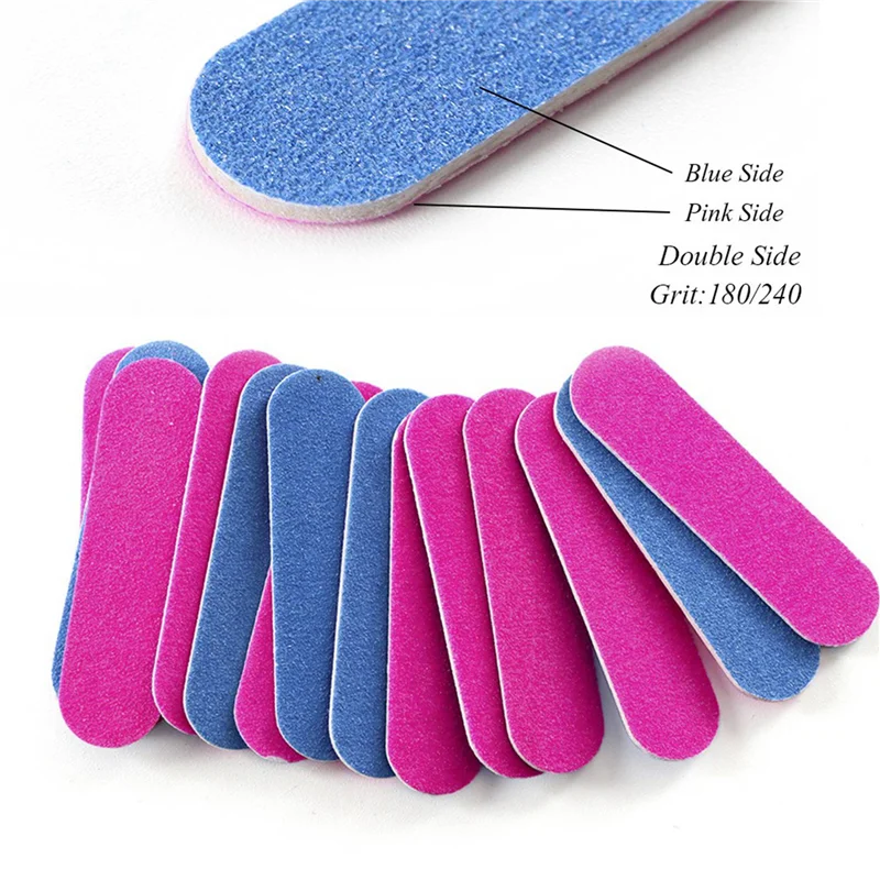 

400Pcs Nail Files Double Color Wooden Mini Buffer Sanding 180/240 Disposable Manicure Tools