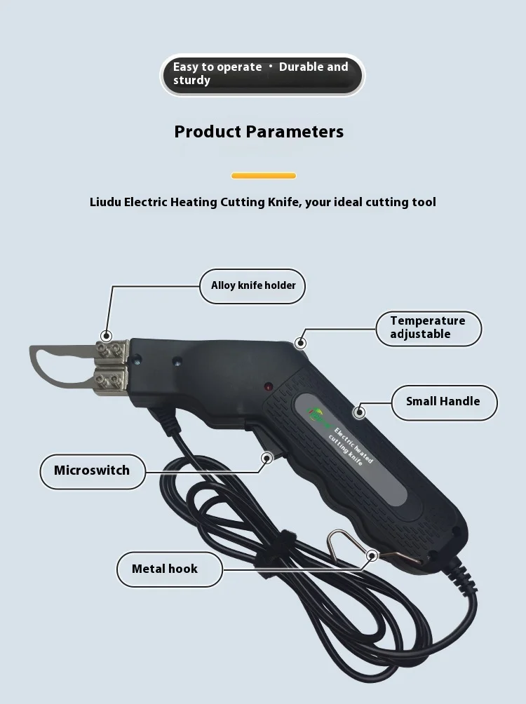 Handheld Electric Hot Knife Fabric Heating Cutter Metal Construction for Non-Woven Fabric Rope Curtain