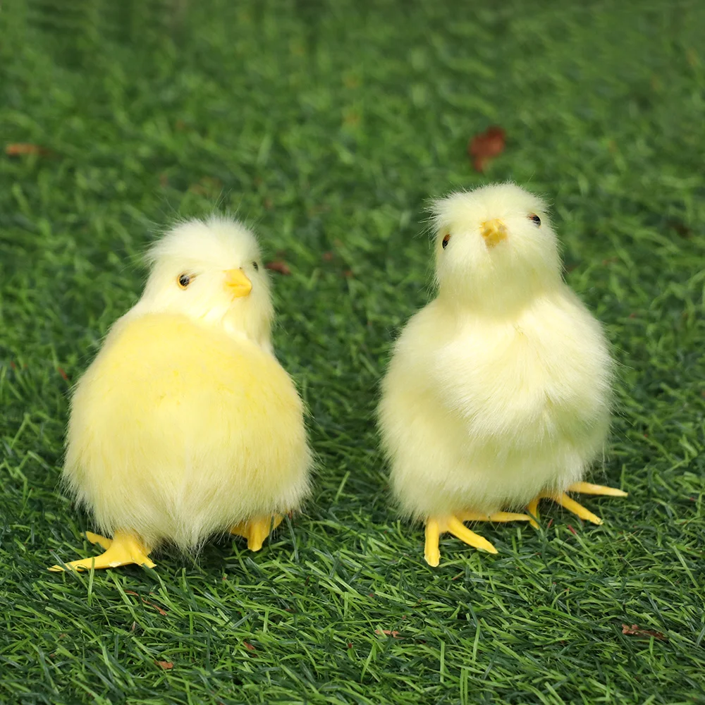 ฉากมินิรุ่นน่ารักตุ๊กตาจําลอง Furry ไก่อีสเตอร์ Plush Chick ของเล่นเด็กนกเหมือนจริง